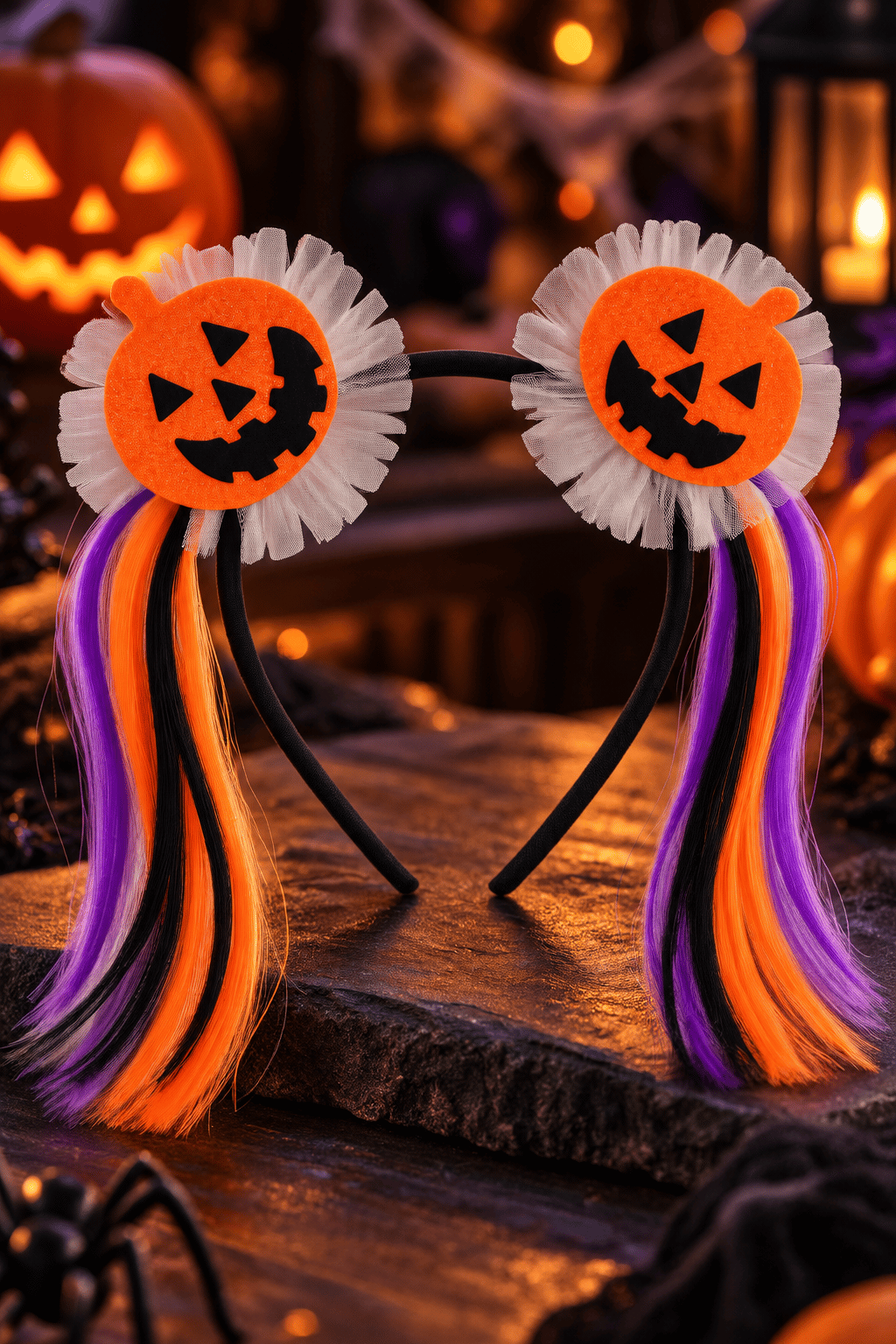 Halloween Bal Kabağı Taç Saç Bandı Siyah Turuncu Mor Cadılar Bayramı Kostüm Parti Saç Aksesuarı