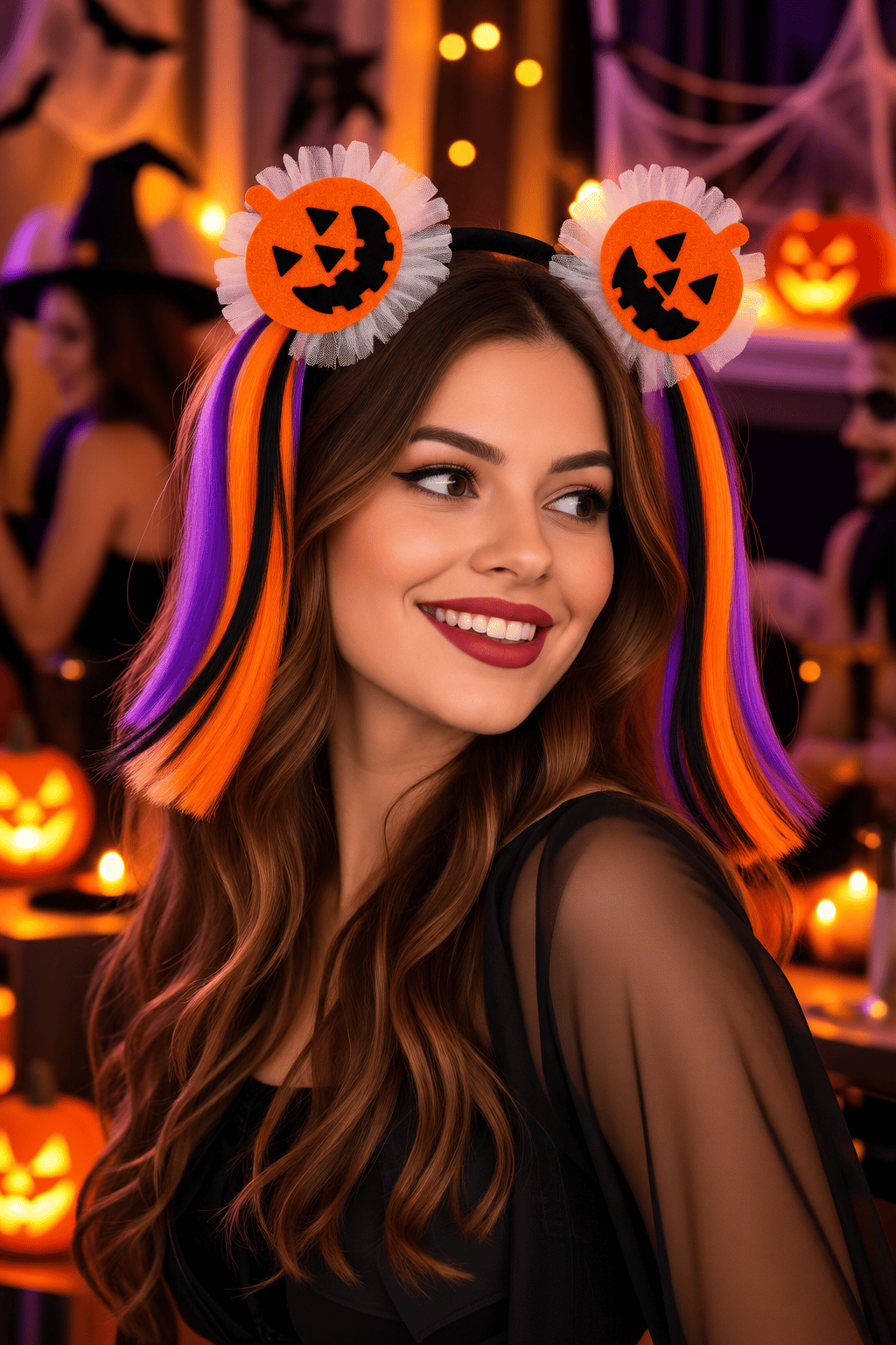 Halloween Bal Kabağı Taç Saç Bandı Siyah Turuncu Mor Cadılar Bayramı Kostüm Parti Saç Aksesuarı