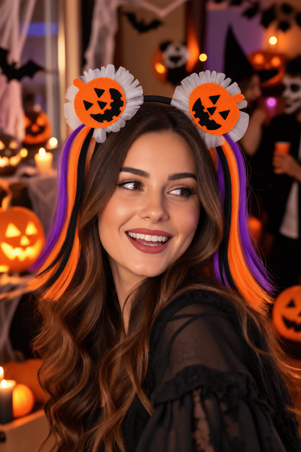 Halloween Bal Kabağı Taç Saç Bandı Siyah Turuncu Mor Cadılar Bayramı Kostüm Parti Saç Aksesuarı