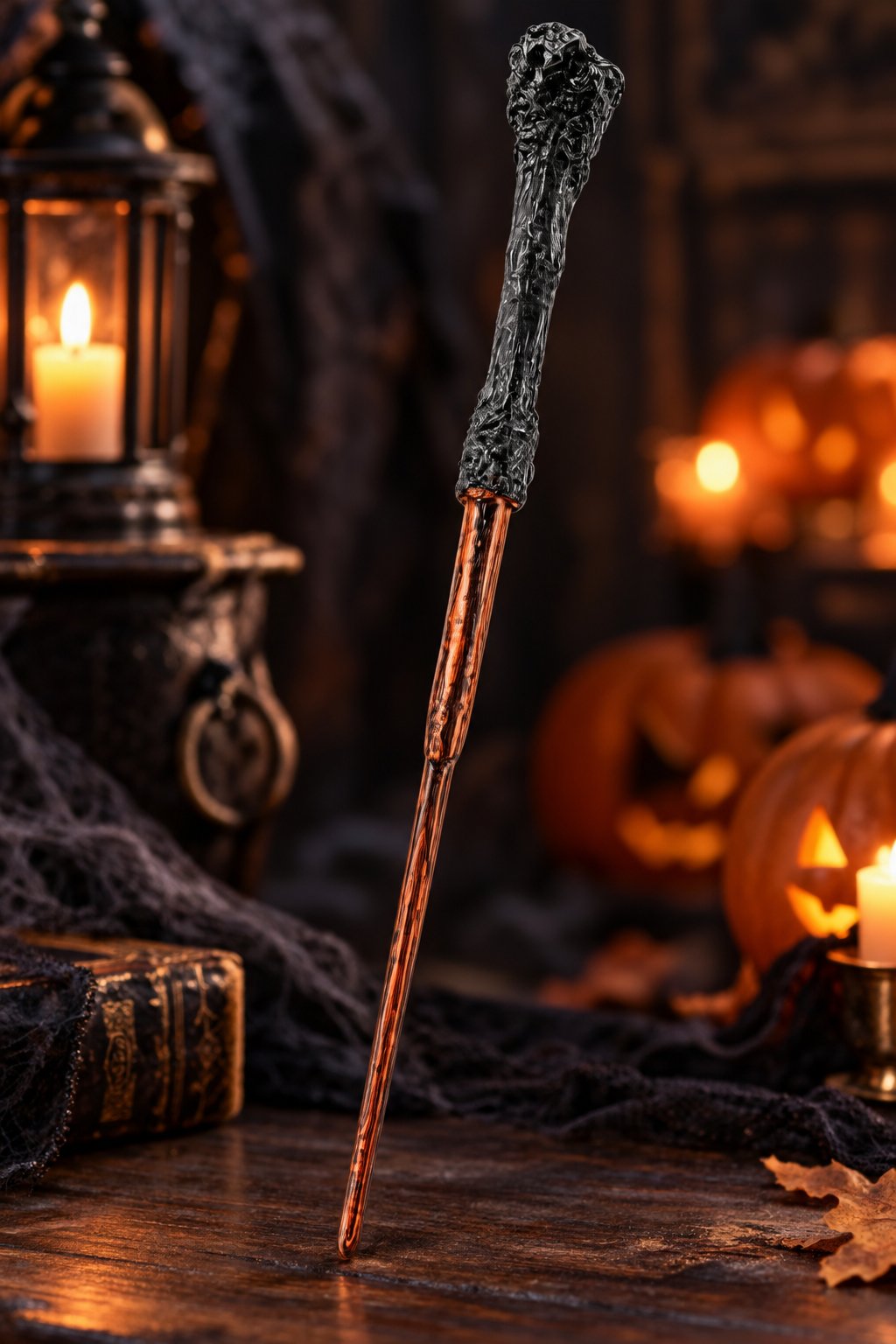 Halloween Cadı Asası 45 cm Siyah Kahverengi Büyücü Asası