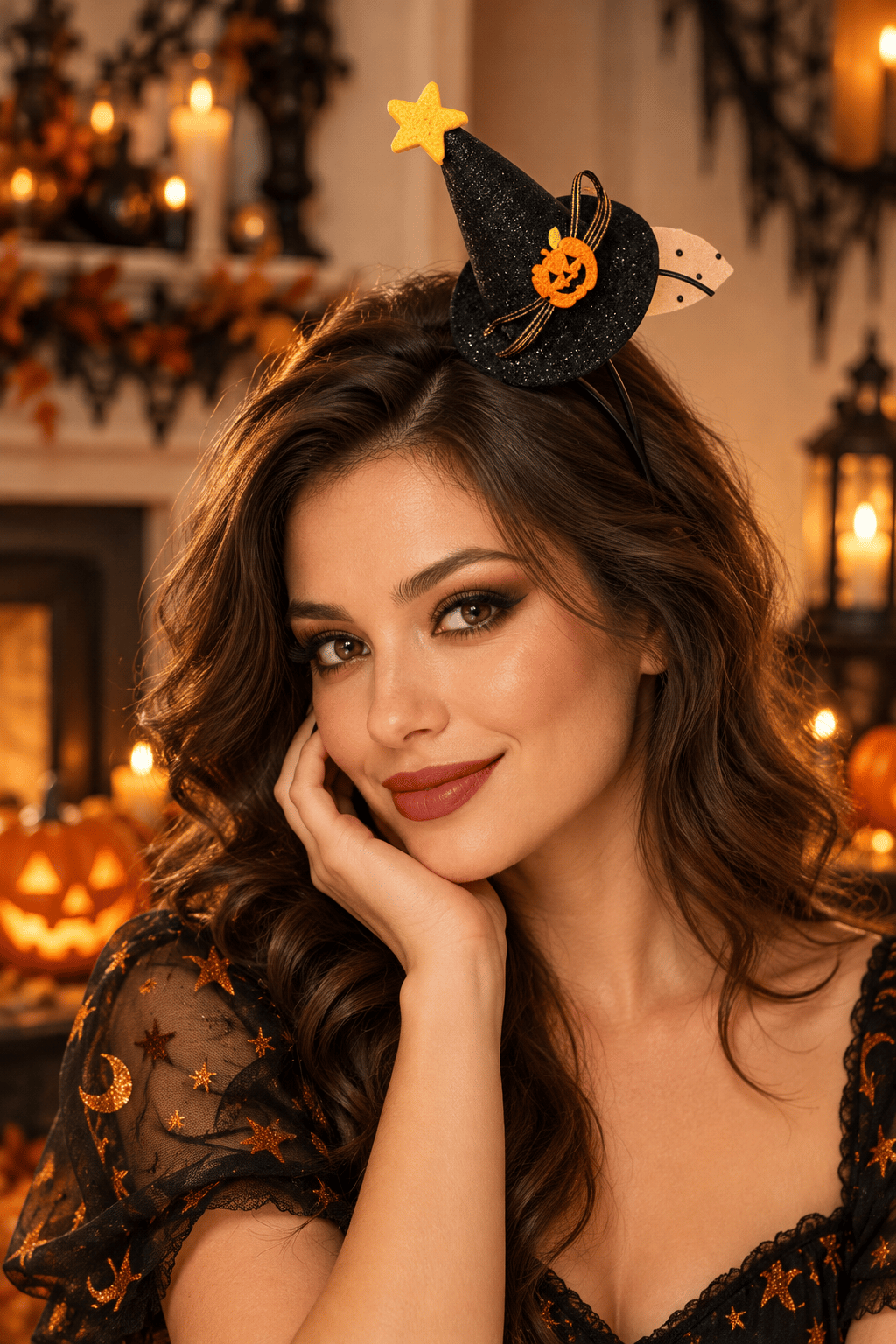 Halloween Cadıl.Siyah simli tüllü balk.yıld.mini ş