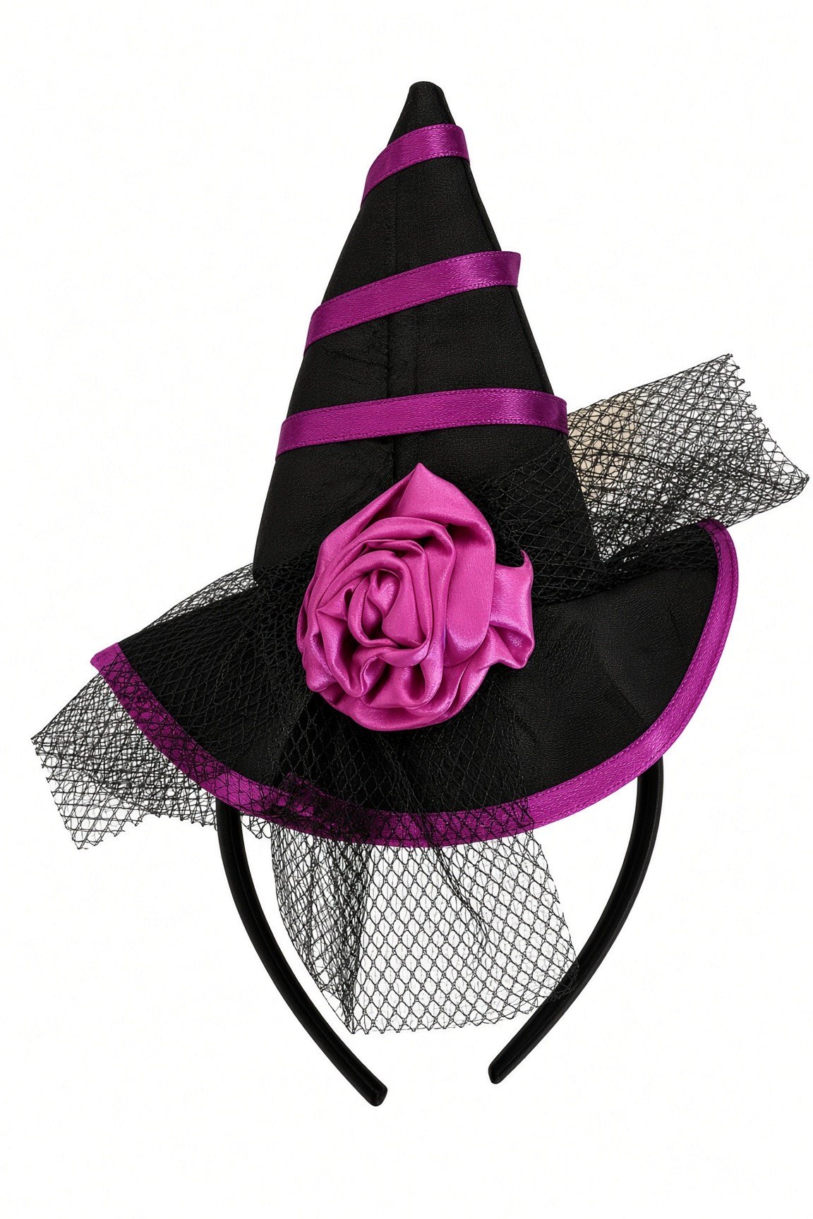 Halloween Cadılar Bay.Mor Siyah Güllü Mini Şapka