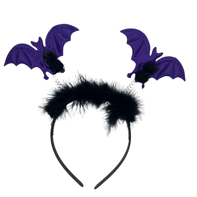 Halloween Cadılar Bay.2li Mor Yarasa Taç Tüylü