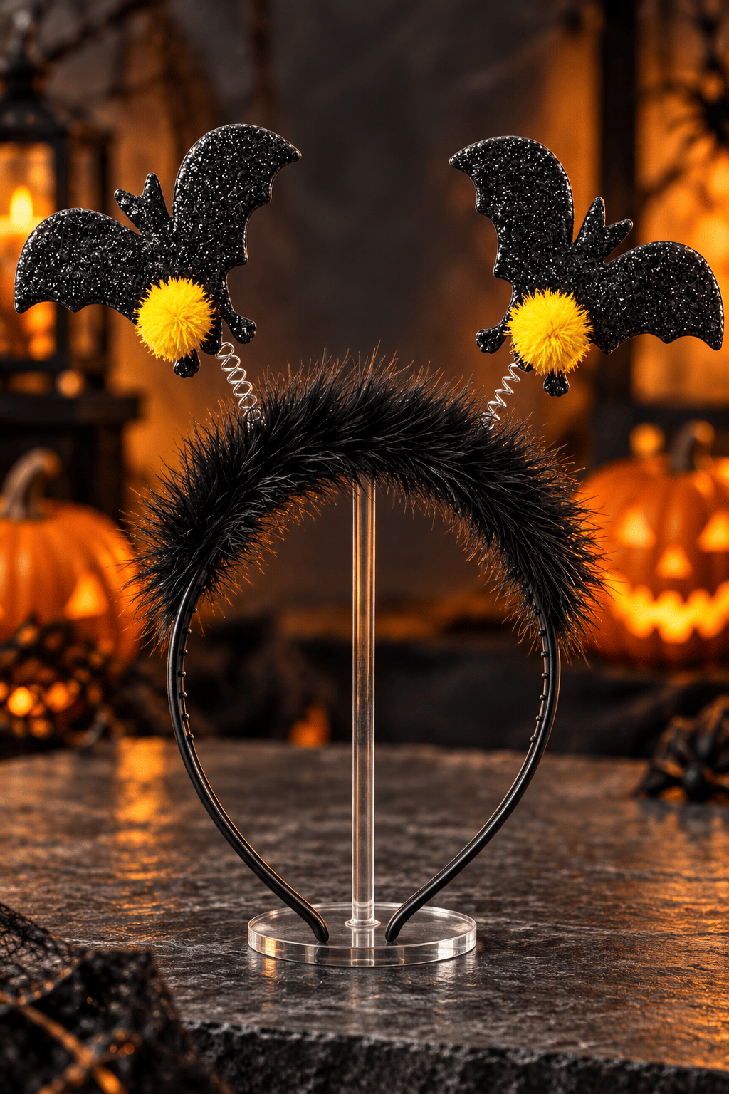 Halloween Cadılar Bay.2li Siyah Yarasa Taç Tüylü