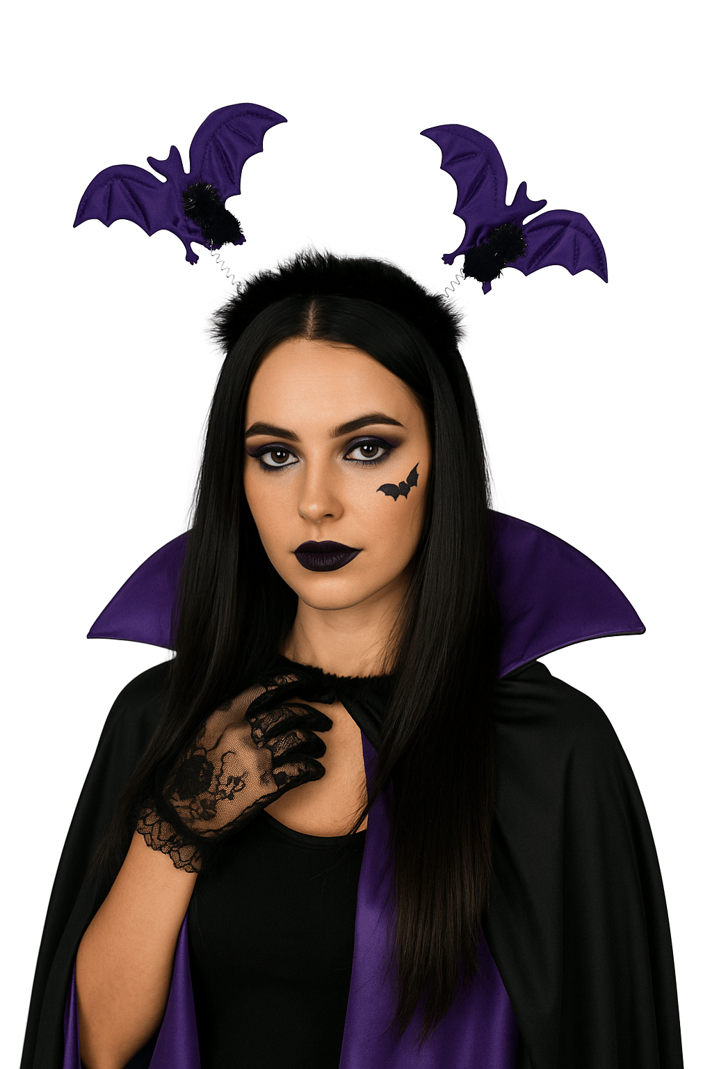 Halloween Cadılar Bay.2li Mor Yarasa Taç Tüylü