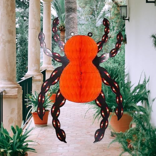 Halloween Cadılar Bayramı .Örümcek Şekinde Ortası Petek Süs Asmalı Dekor Süs 25x35 cm