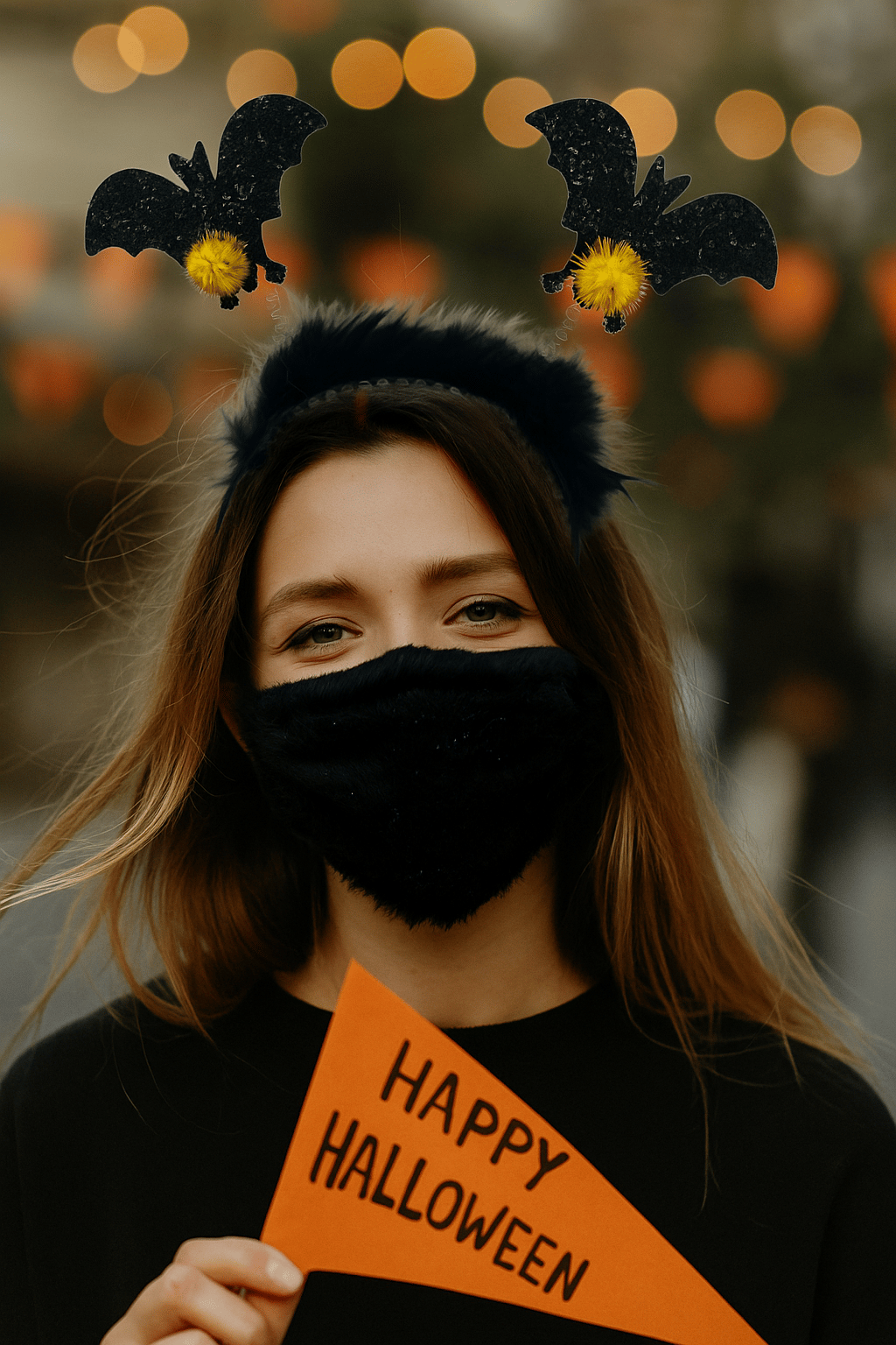 Halloween Cadılar Bayramı 2 li Siyah Yarasa Taç Tüylü Ponponlu Parti tacı