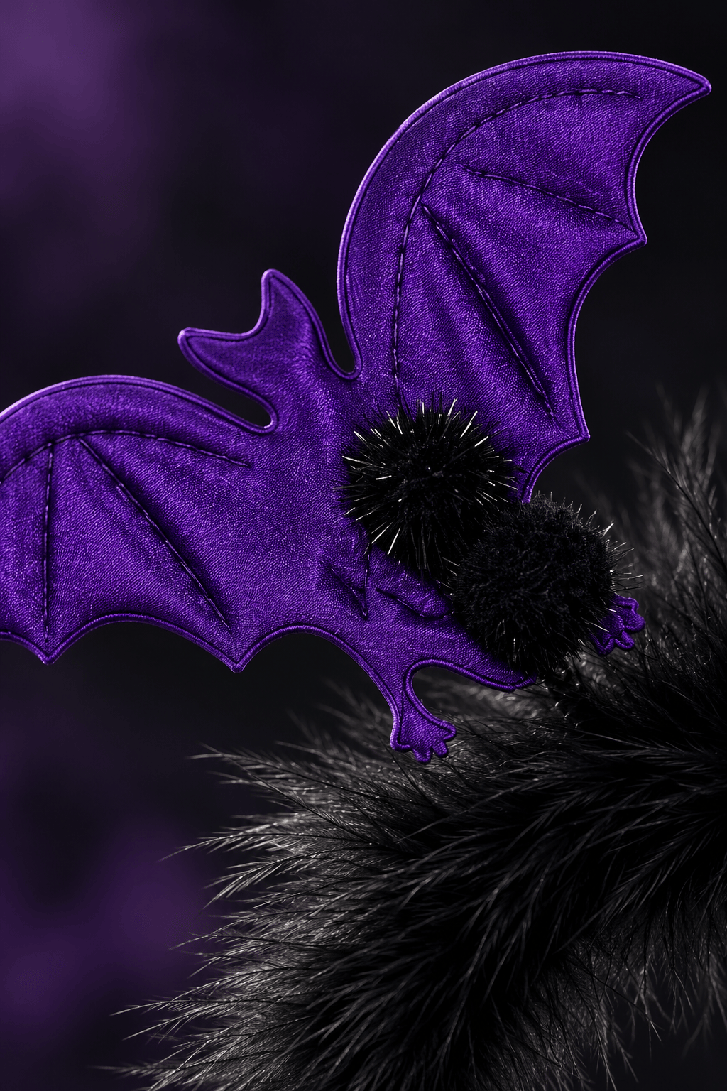 Halloween Cadılar Bayramı 2li Mor Yarasa Taç Tüylü Pari Aksesuarı