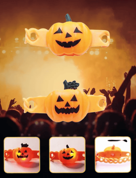 Halloween Cadılar Bayramı Bal Kabağı bileklik ışıklı 3 modlu esnek Her Kola Uyum Sağlar
