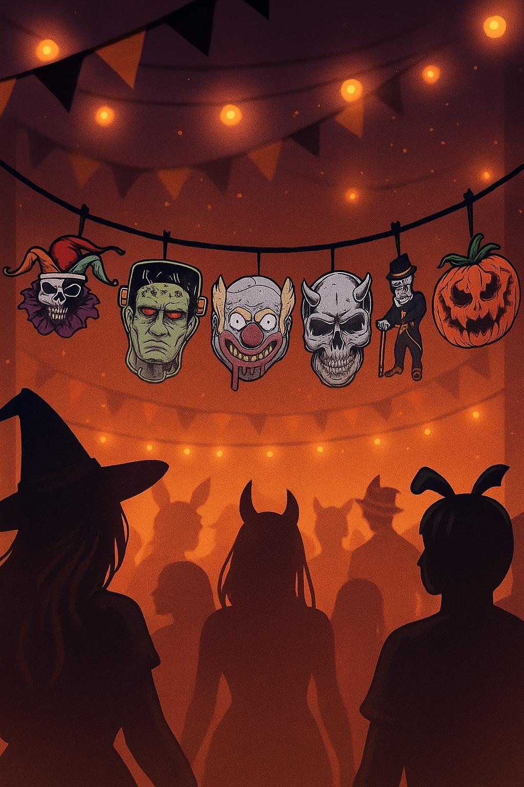 Halloween Cadılar Bayramı Banner 6lı korkunç figür