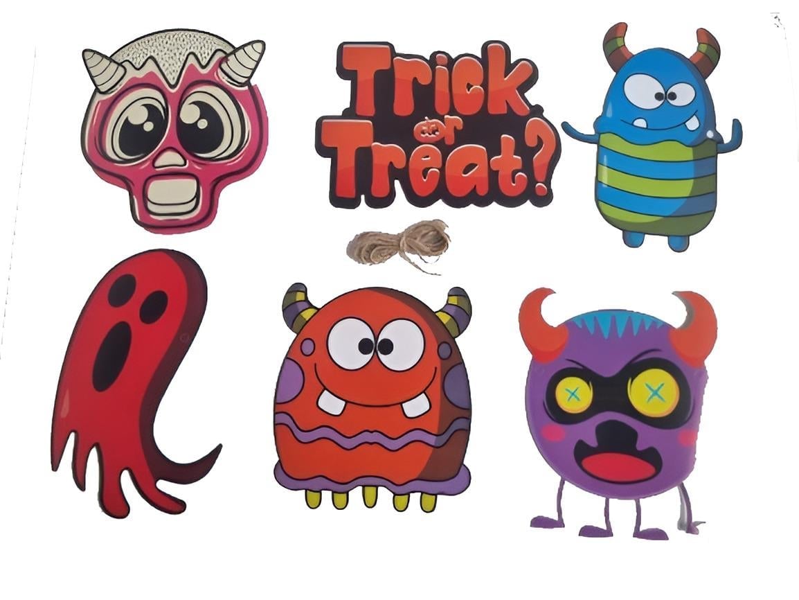 Halloween Cadılar Bayramı Banner Monster 6 Parçalı Asmalı Dekoratif Süs