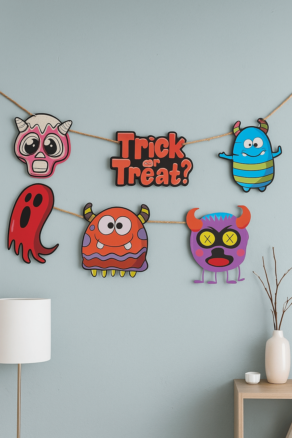 Halloween Cadılar Bayramı Banner Monster 6 Parçalı Asmalı Dekoratif Süs