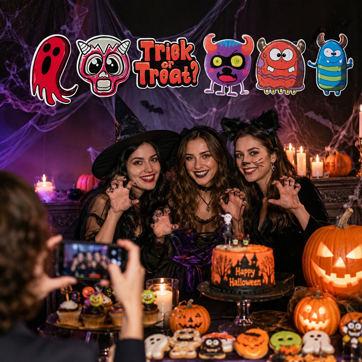 Halloween Cadılar Bayramı Banner Monster 6 Figür