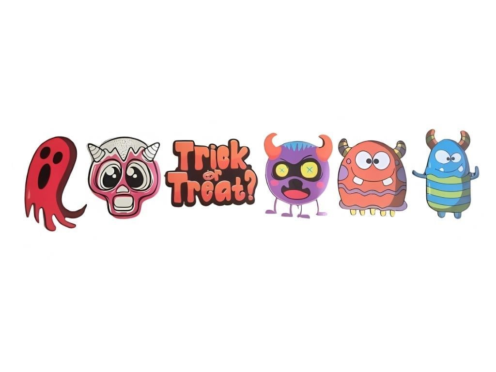 Halloween Cadılar Bayramı Banner Monster 6 Parçalı Asmalı Dekoratif Süs