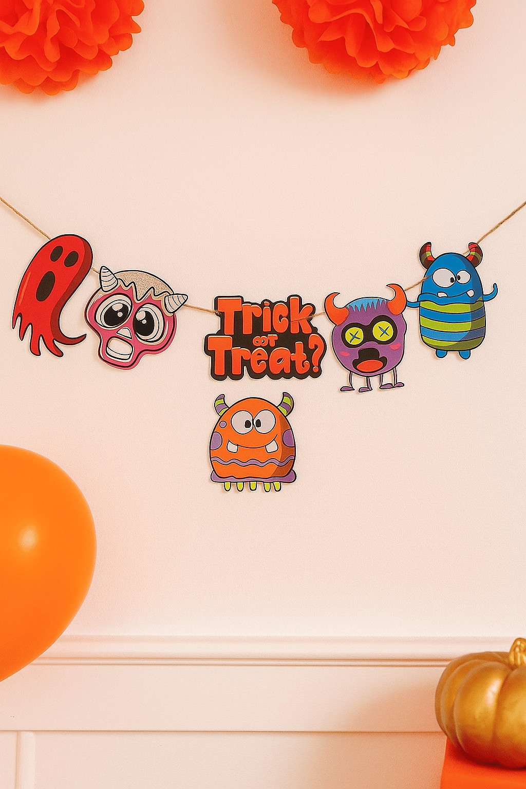 Halloween Cadılar Bayramı Banner Monster 6 Parçalı Asmalı Dekoratif Süs