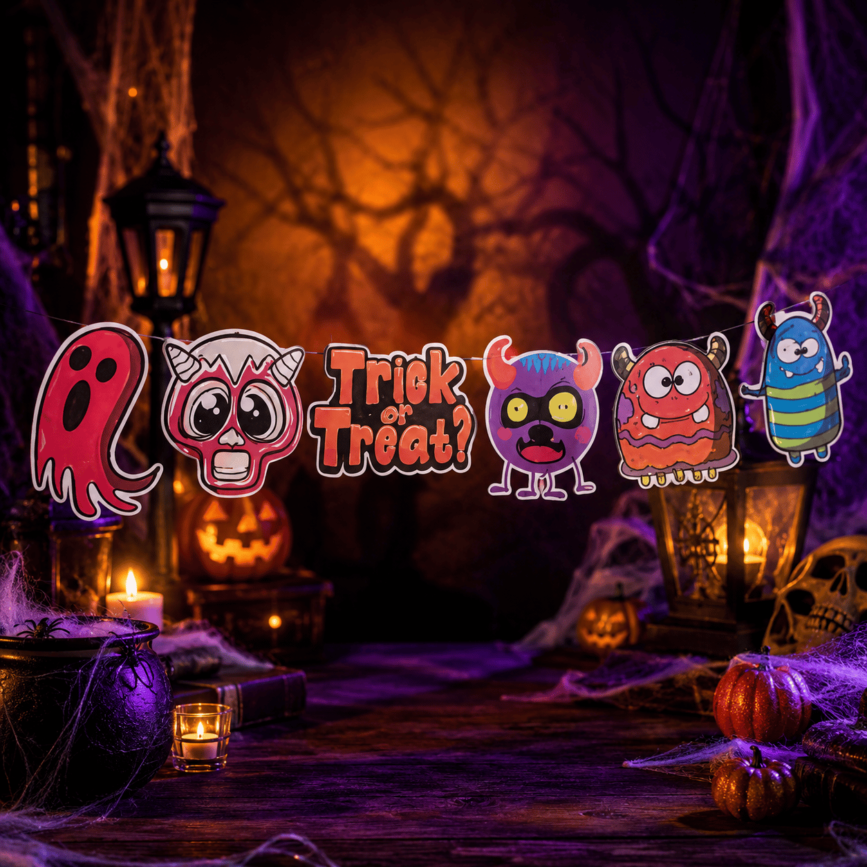 Halloween Cadılar Bayramı Banner Monster 6 Figür