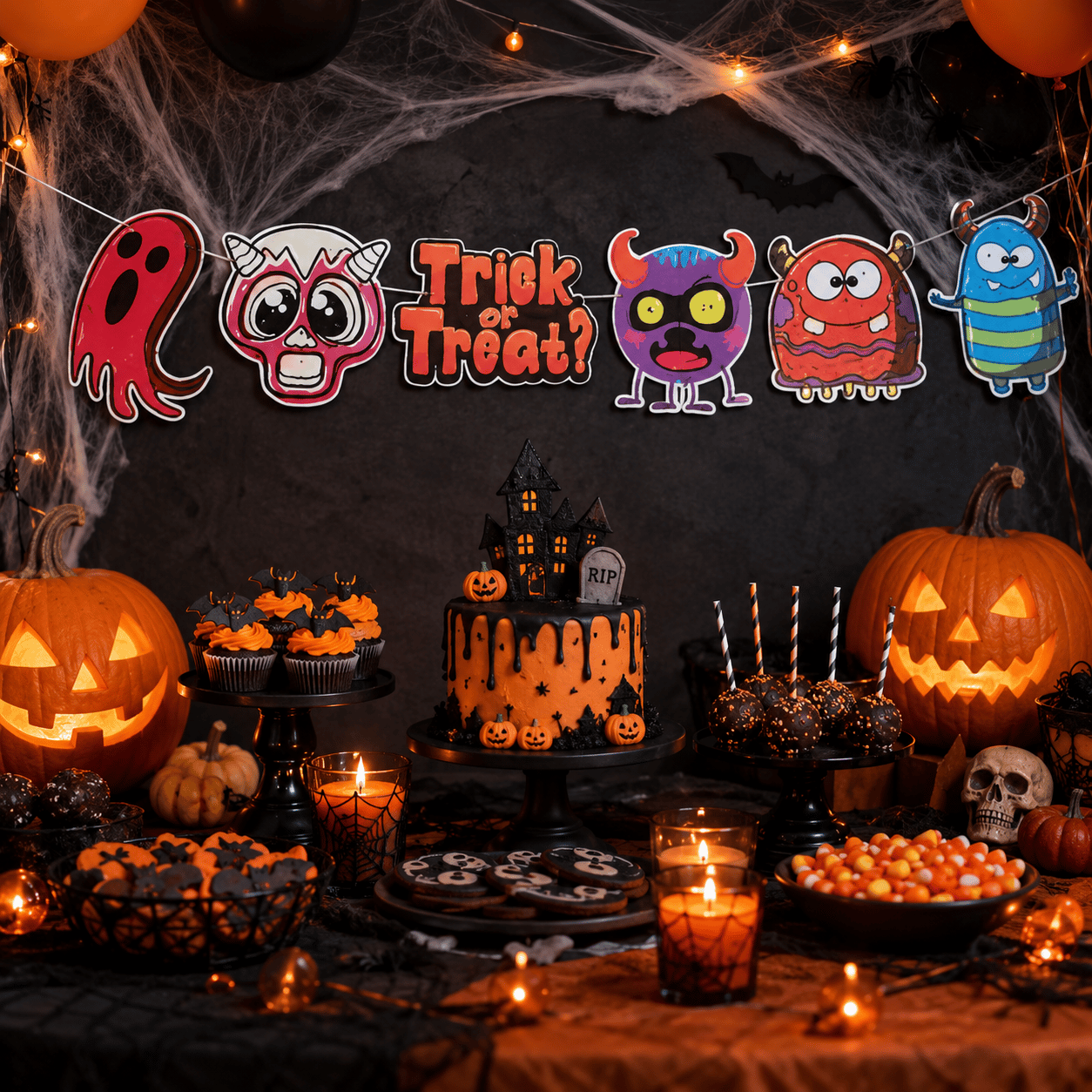Halloween Cadılar Bayramı Banner Monster 6 Figür