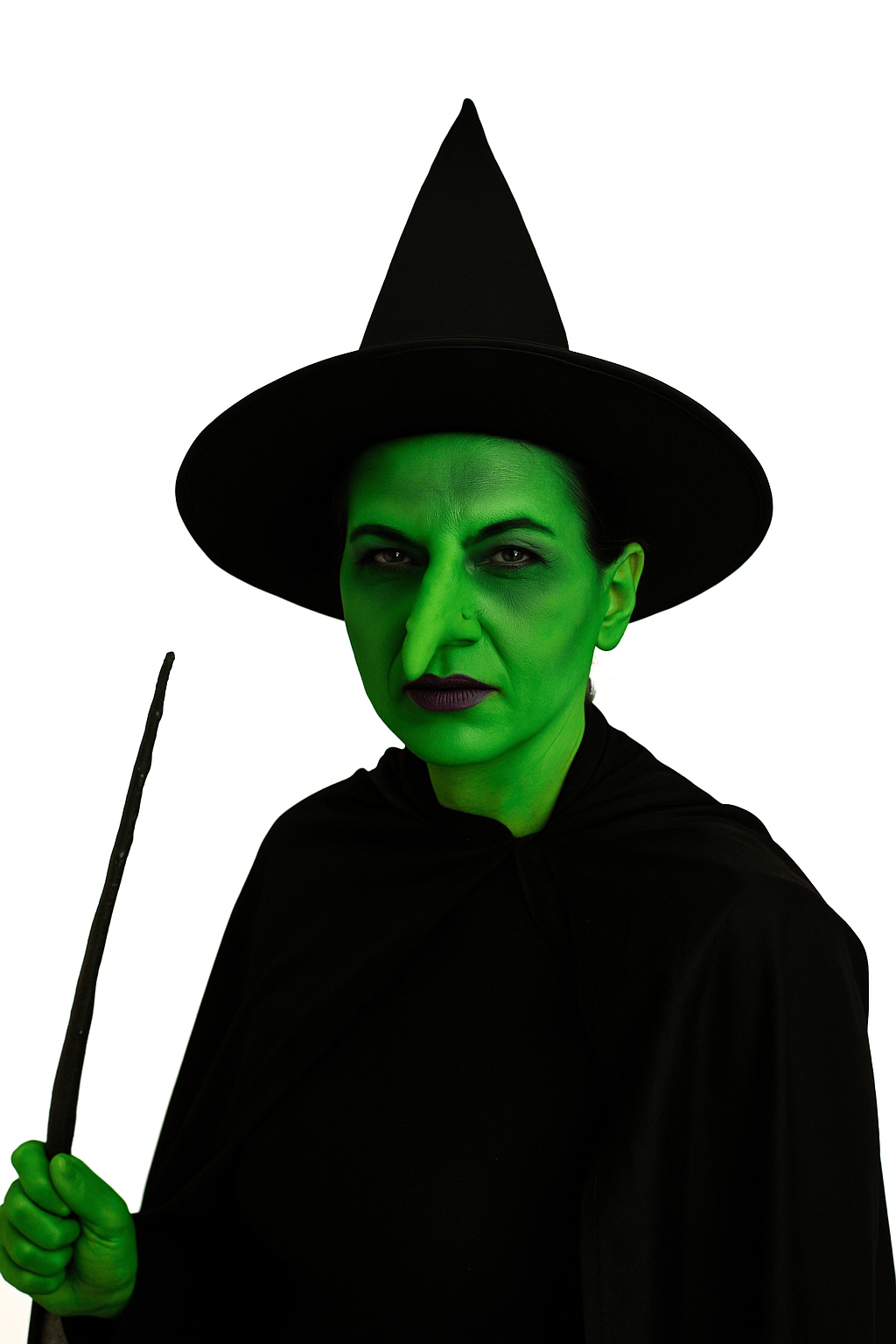 Halloween Cadılar Bayramı Cadı Makyaj Seti 6 Parça 3 Renk Far Paleti, Cadı Burnu, 2 Kalem, Sünger, Fırça Set