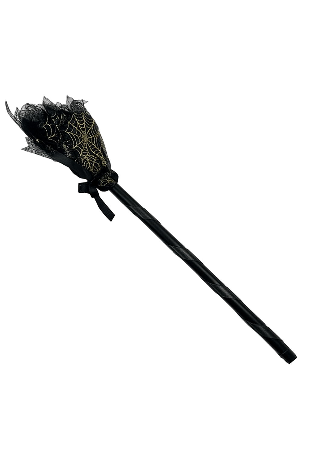 Halloween Cadılar Bayramı Cadı Süpürgesi Tüllü Siyah 90 cm Geçmeli Sopalı