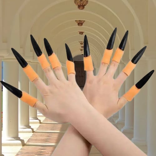 Halloween Cadılar Bayramı Cadı Tırnağı 10lu Lateks Siyah Lüks Yumuşak Tırnak Parti Kostümü