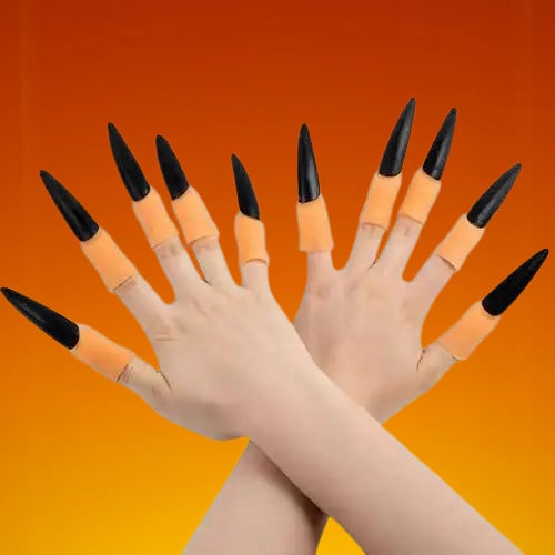 Halloween Cadılar Bayramı Cadı Tırnağı 10lu Lateks Siyah Lüks Yumuşak Tırnak Parti Kostümü