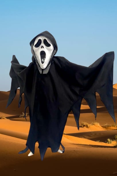 Halloween Cadılar Bayramı Çığlık Scream Kostümü Çocuk - Yetişkin Geniş Kalıp Korku kostümü Çığlım Maskesi Hediye