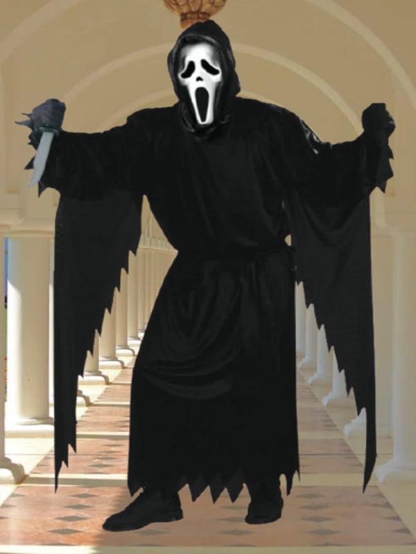 Halloween Cadılar Bayramı Çığlık Scream Kostümü Çocuk - Yetişkin Geniş Kalıp Korku kostümü Çığlım Maskesi Hediye