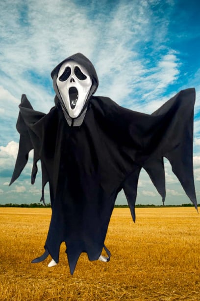 Halloween Cadılar Bayramı Çığlık Scream Kostümü Çocuk - Yetişkin Geniş Kalıp Korku kostümü Çığlım Maskesi Hediye