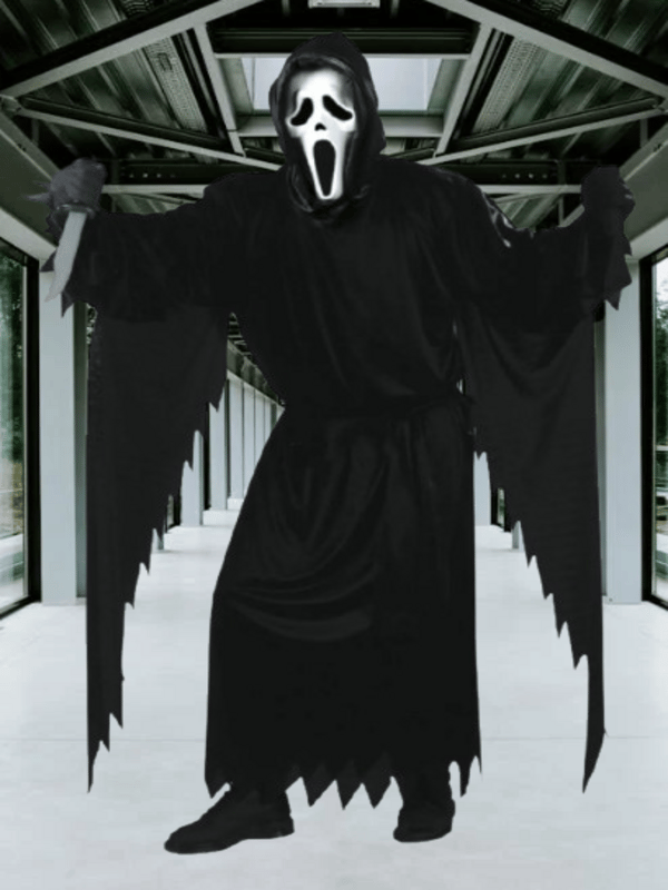 Halloween Cadılar Bayramı Çığlık Scream Kostümü Çocuk - Yetişkin Geniş Kalıp Korku kostümü Çığlım Maskesi Hediye