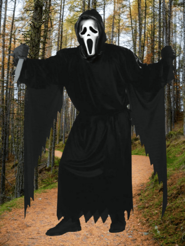 Halloween Cadılar Bayramı Çığlık Scream Kostümü Çocuk - Yetişkin Geniş Kalıp Korku kostümü Çığlım Maskesi Hediye