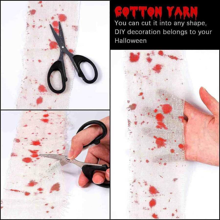 Halloween Cadılar Bayramı Dekor Örtüsü Kanlı 70 x 200 cm Sargı bezi Parti Aksesuarı
