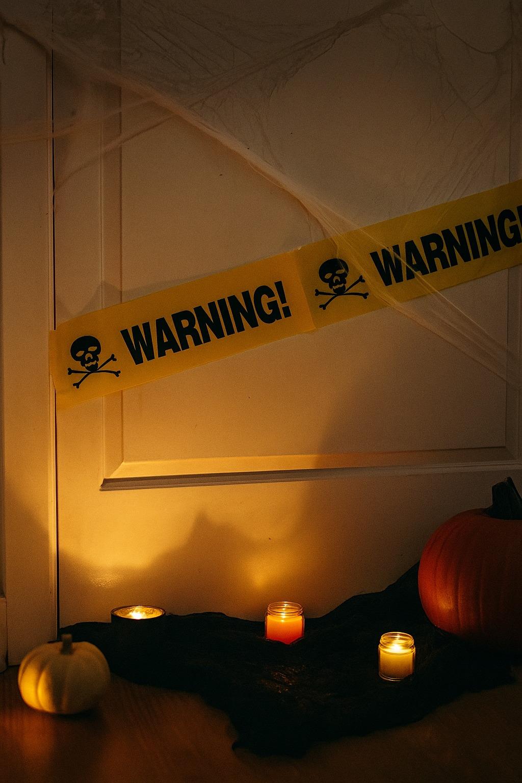 Halloween Cadılar Bayramı Emniyet Şeridi Warning 6metre 7.5cm en Sarı Emniyet Şeridi Bandı