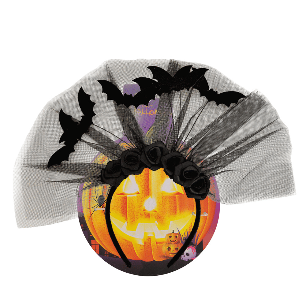 Halloween Cadılar Bayramı Güllü Tül Detaylı Yarasa Taç  