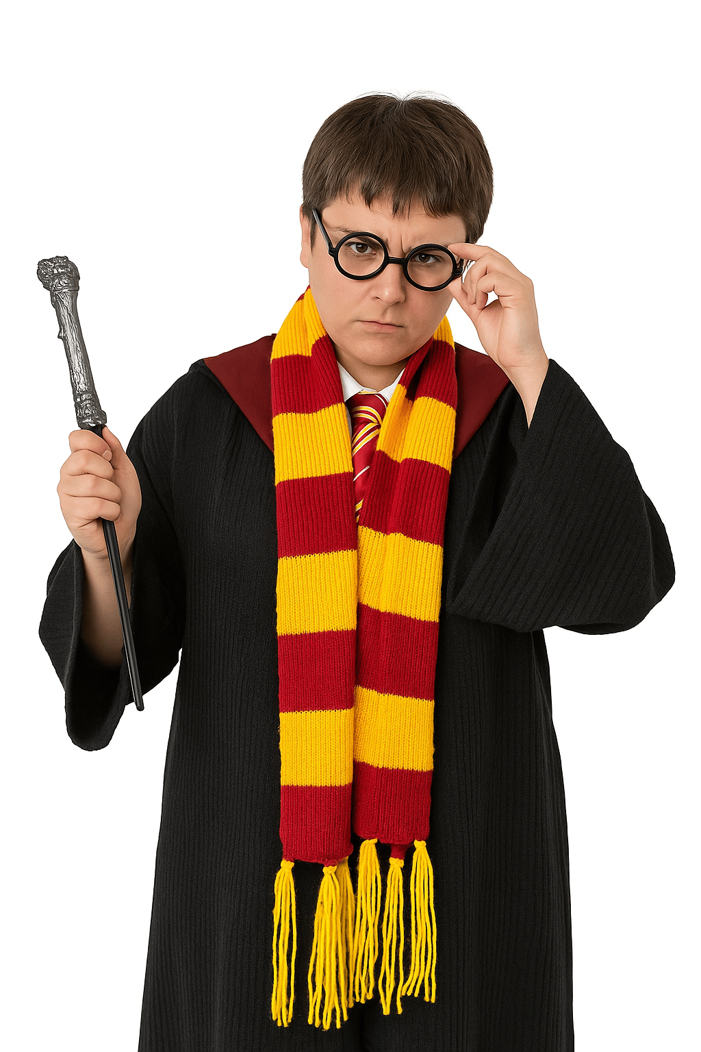 Halloween Cadılar Bayramı Harry Potter Asa ve  Gözlük Set Lüks Parti Aksesuarı