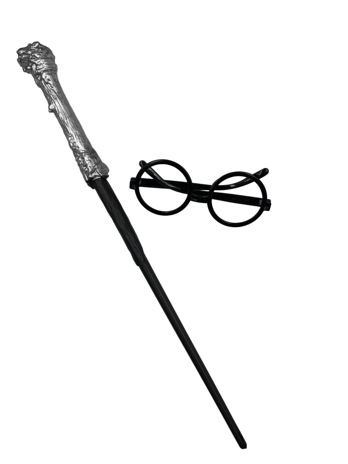 Halloween Cadılar Bayramı Harry Potter Asa ve  Gözlük Set Lüks Parti Aksesuarı