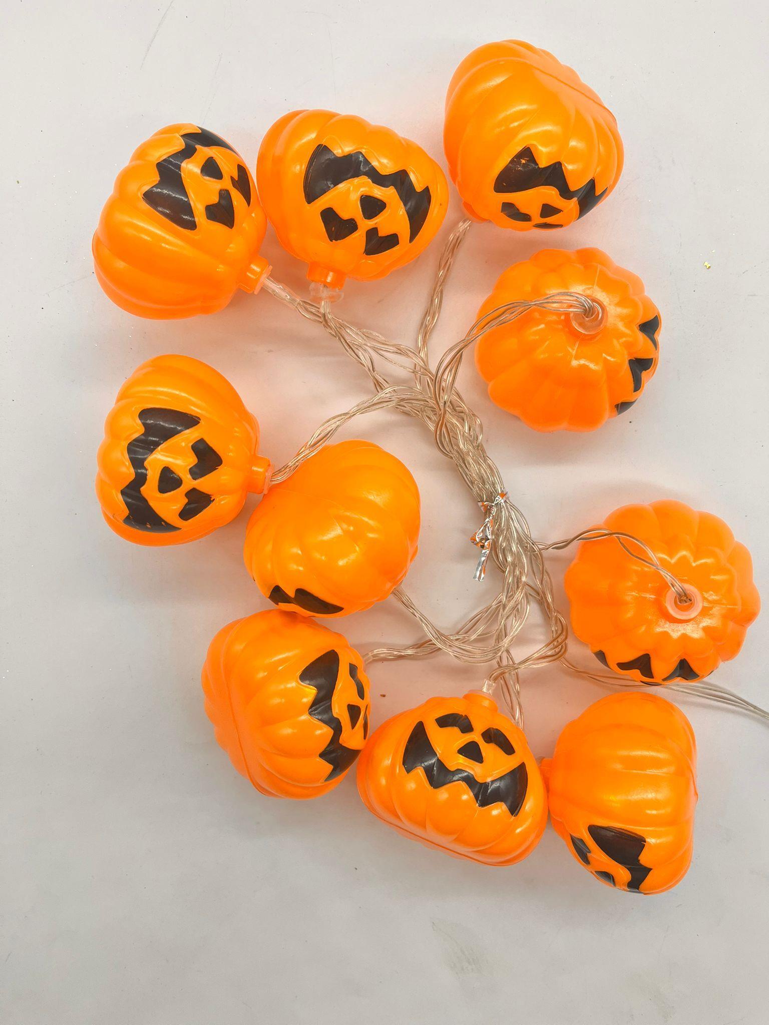 Halloween Cadılar Bayramı Işık Led Bal Kabağı Figür 2m 6cm 10lu pilli Süsleme Dekoru