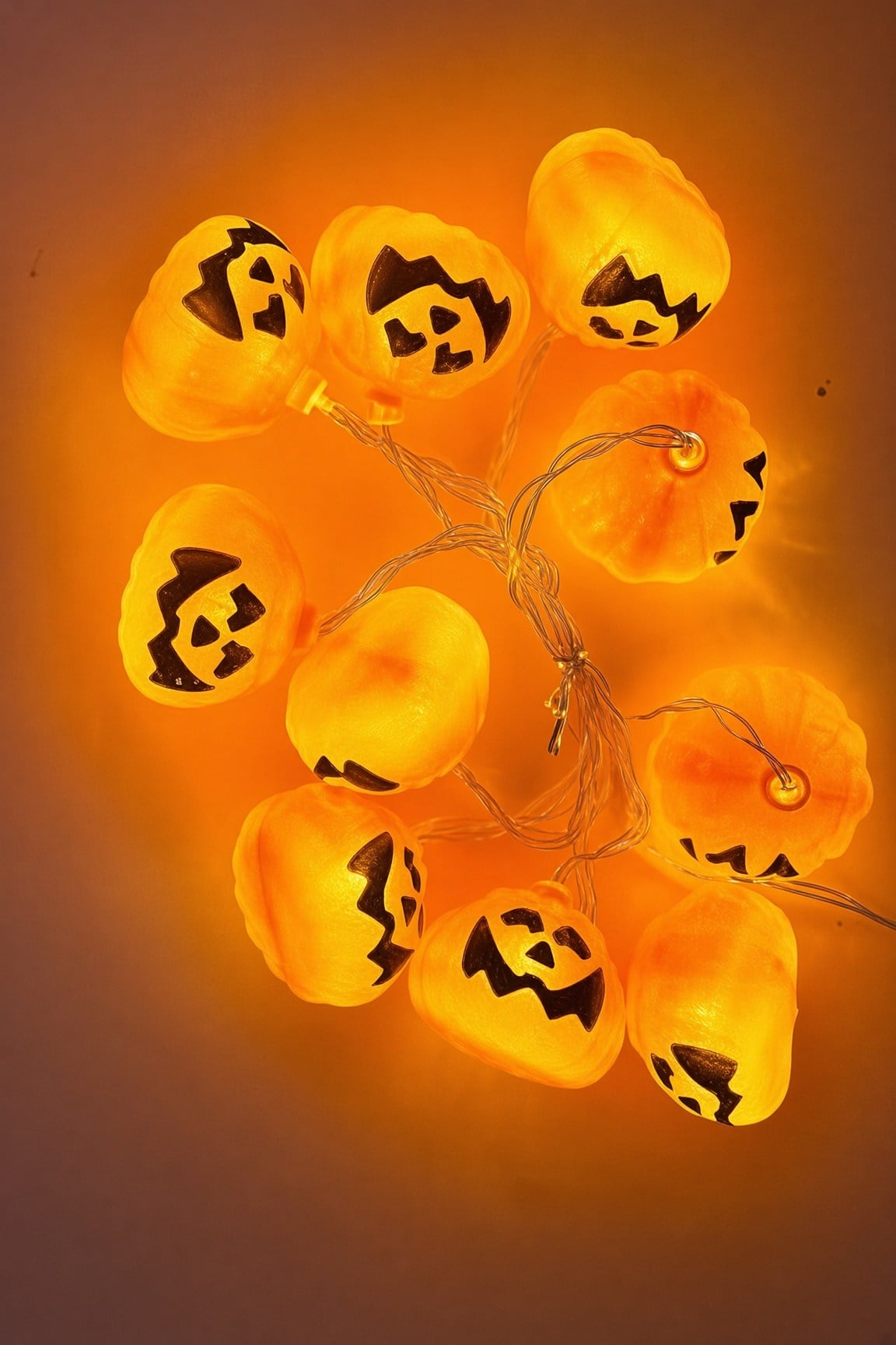 Halloween Cadılar Bayramı Işık Led Bal Kabağı Figür 2m 6cm 10lu pilli Süsleme Dekoru