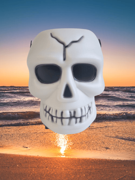 Halloween Cadılar Bayramı Işıklı Müzikli Kurukafa Şeker Kovası17x14cm Pilli Korku Aksesuarı