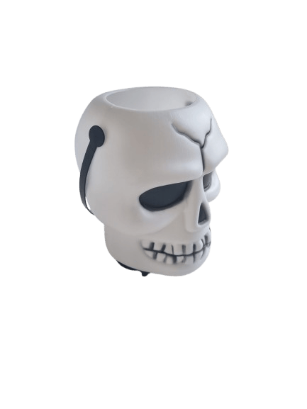 Halloween Cadılar Bayramı Işıklı Müzikli Kurukafa Şeker Kovası17x14cm Pilli Korku Aksesuarı