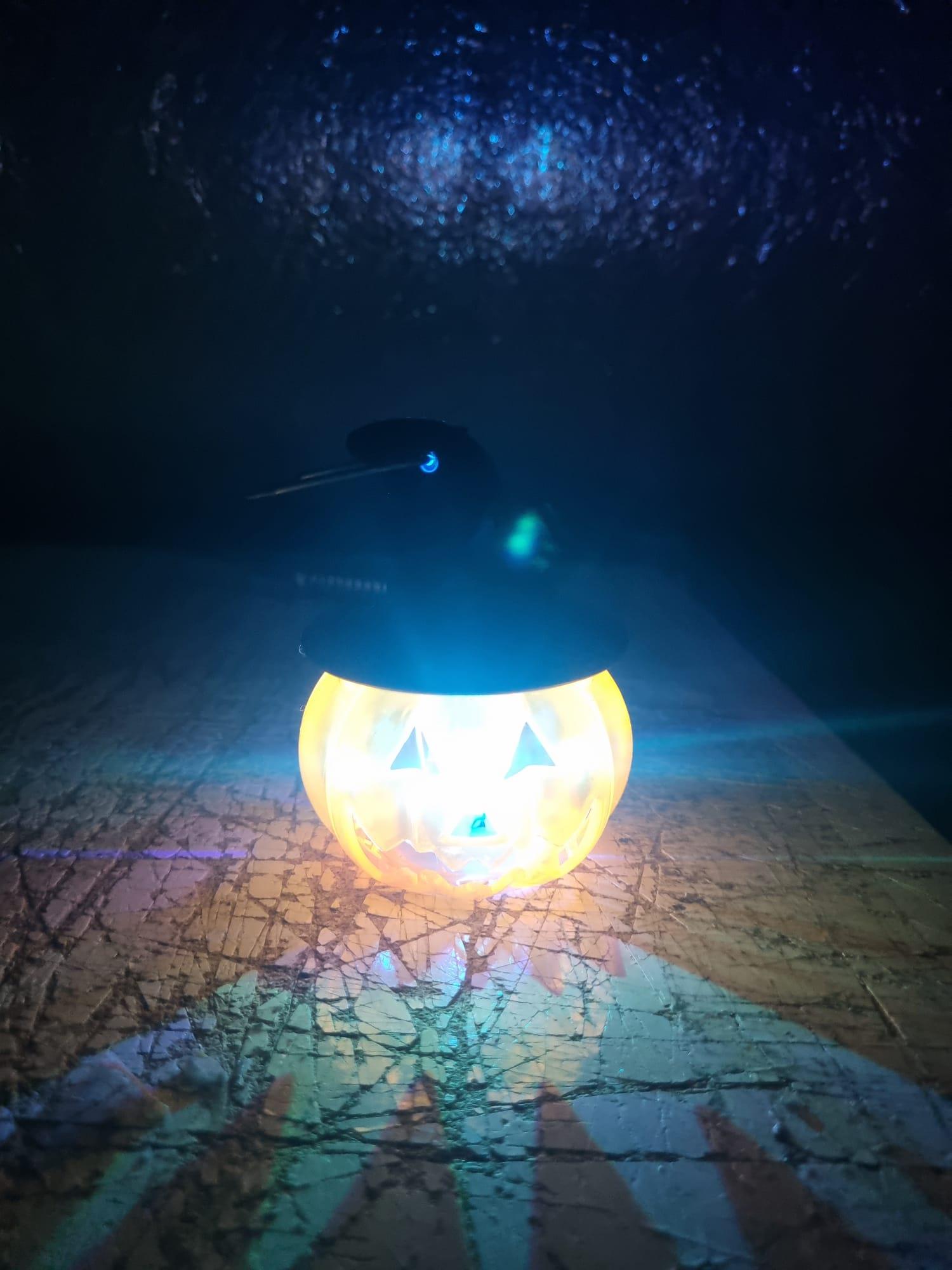 Halloween Cadılar Bayramı Işıklı Şapkalı Balkabağı 10x7cm Parti Dekorasyonu Pilli