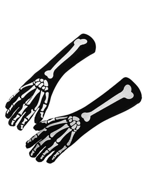 Halloween Cadılar Bayramı İskelet Dekorlu Eldiven Pari Korku Kostümü