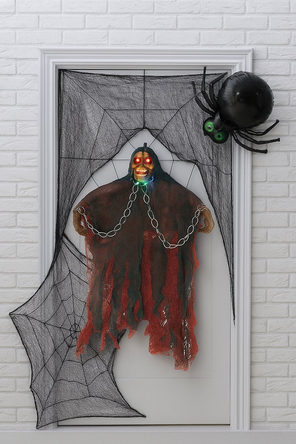 Halloween Cadılar Bayramı İskelet Korkuluk Işıklı Sesli 30 cm Kahverengi. Korku Aksesuarı