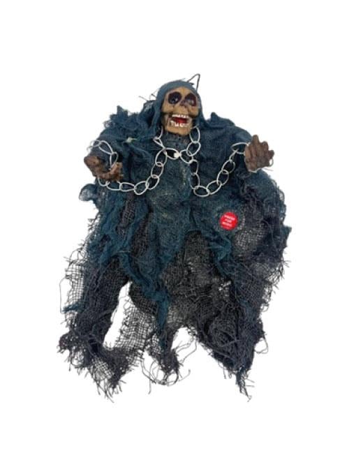 Halloween Cadılar Bayramı İskelet Korkuluk Işıklı Sesli 30 cm Yeşil. Korku Aksesuarı