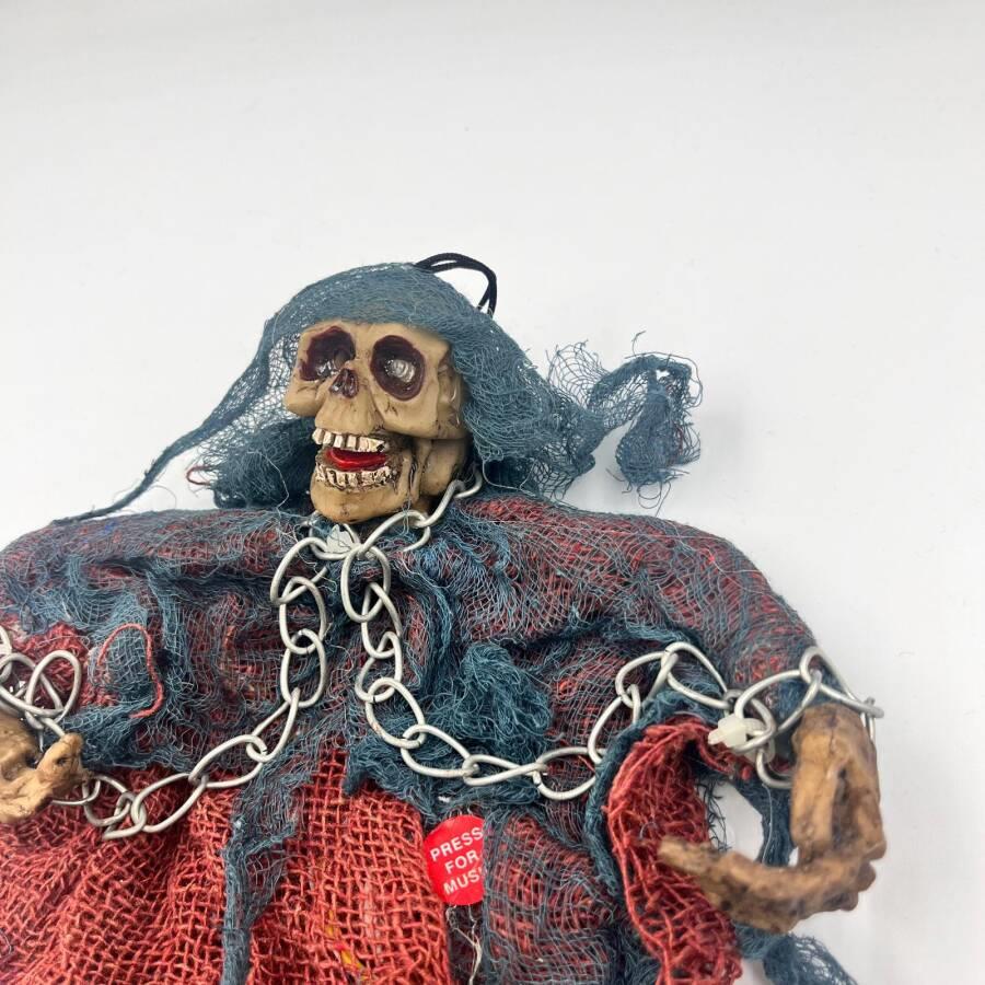 Halloween Cadılar Bayramı İskelet Korkuluk Işıklı Sesli 30 cm Kahverengi. Korku Aksesuarı