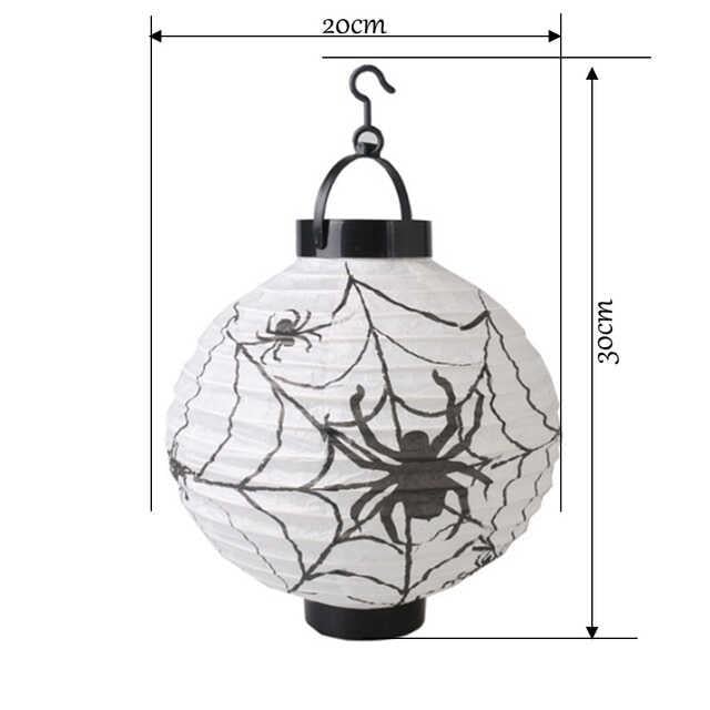 Halloween  Cadılar Bayramı Japon Feneri Kağıt Fener Çin feneriPilli 20 cm Beyaz Örümcek