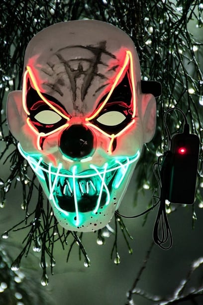Halloween Cadılar Bayramı Korku Maske Joker Neon Model Lüks Pilli Arkası Tüllü 