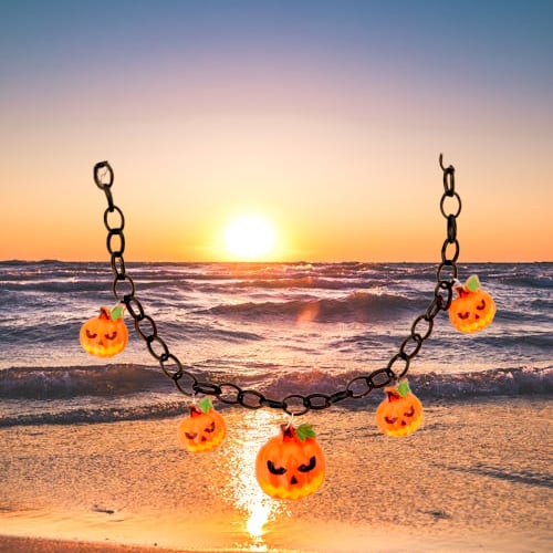 Halloween Cadılar Bayramı Korkunç Balkabağı Kolyesi 50cm Korku Aksesuarı
