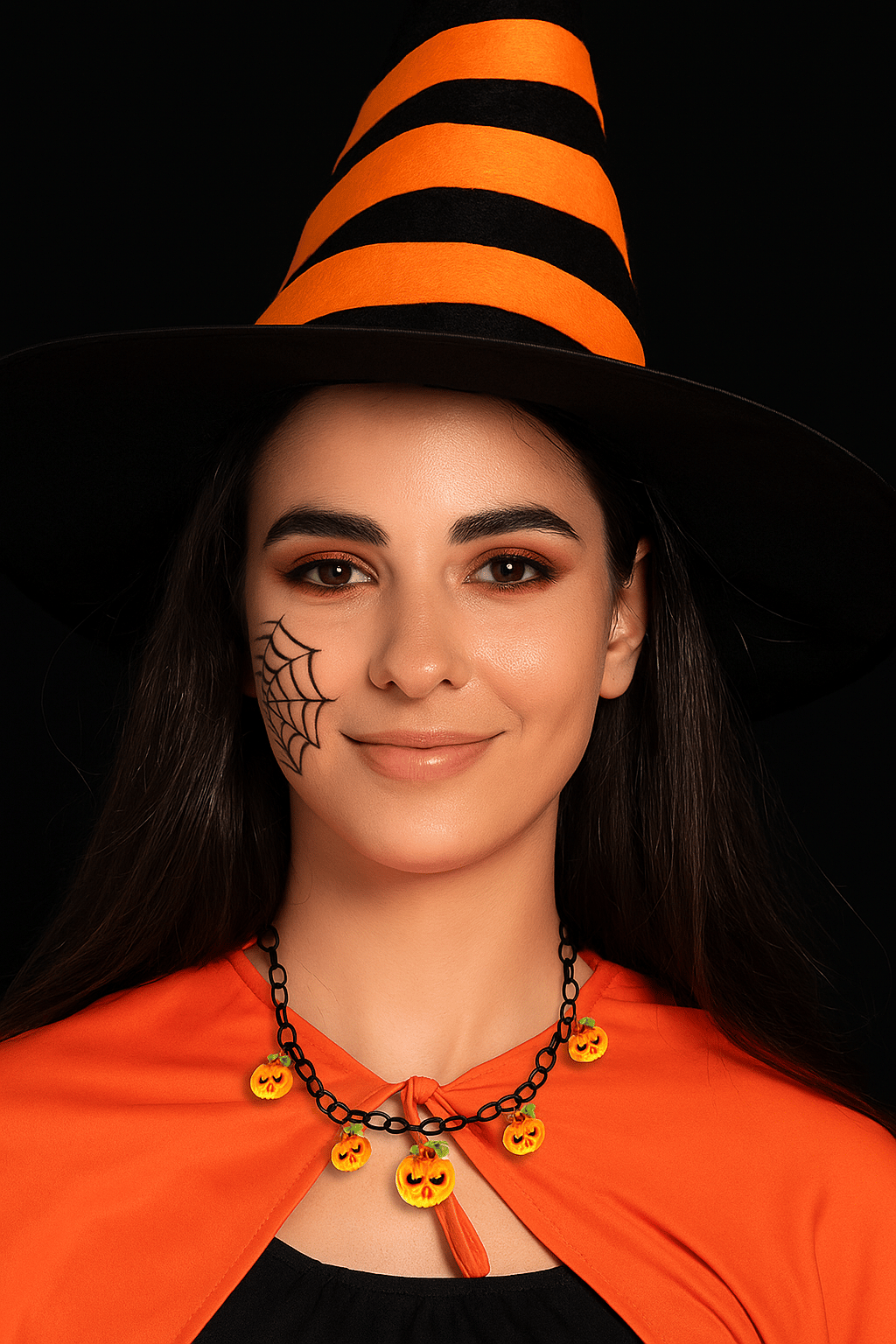 Halloween Cadılar Bayramı Korkunç Balkabağı Kolyesi 50cm Korku Aksesuarı