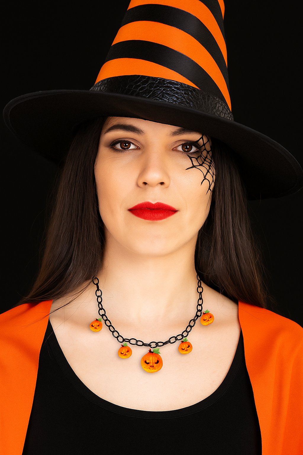 Halloween Cadılar Bayramı Korkunç Balkabağı Kolyesi 50cm Korku Aksesuarı