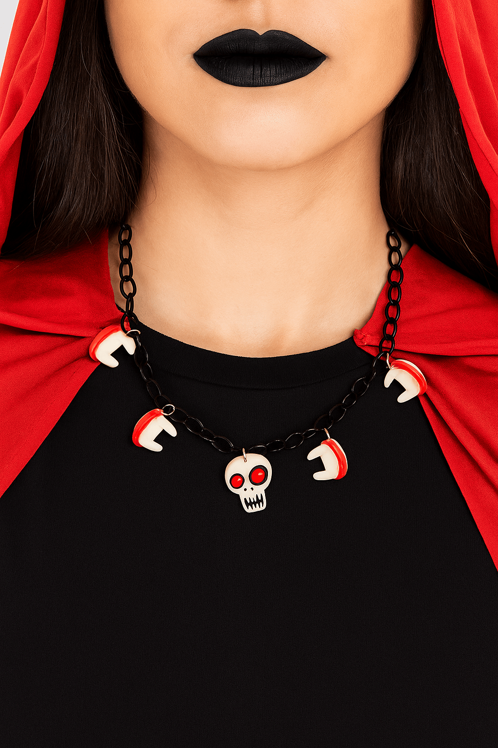 Halloween Cadılar Bayramı Korkunç Kurukafa Kolyesi 50cm Korku Aksesuarı